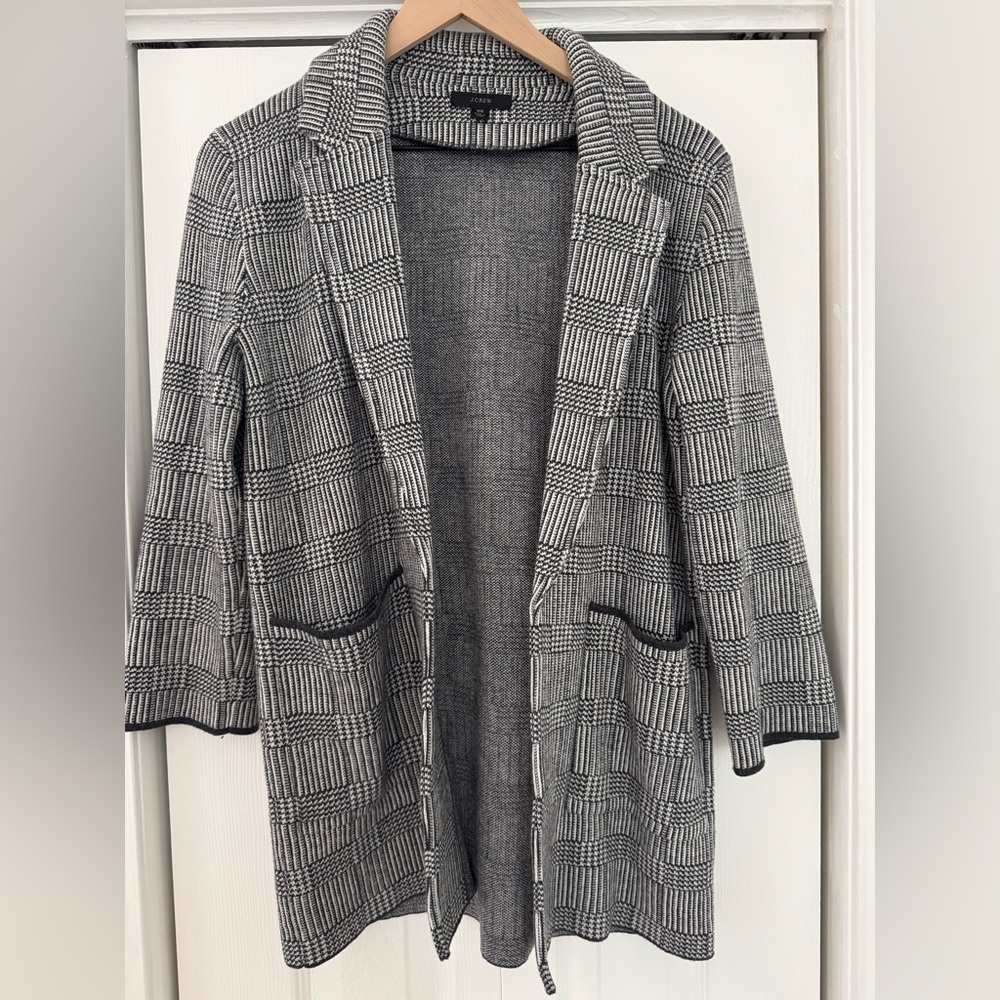J.Crew Sophie XS blazer cardigan sweater blazer Glen Plaid open
